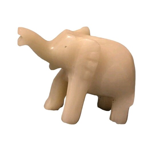 Vintage Marble Onyx Stone Hand Carved Elephant Banded 3" Tall By 4" Long - Picture 3 of 16